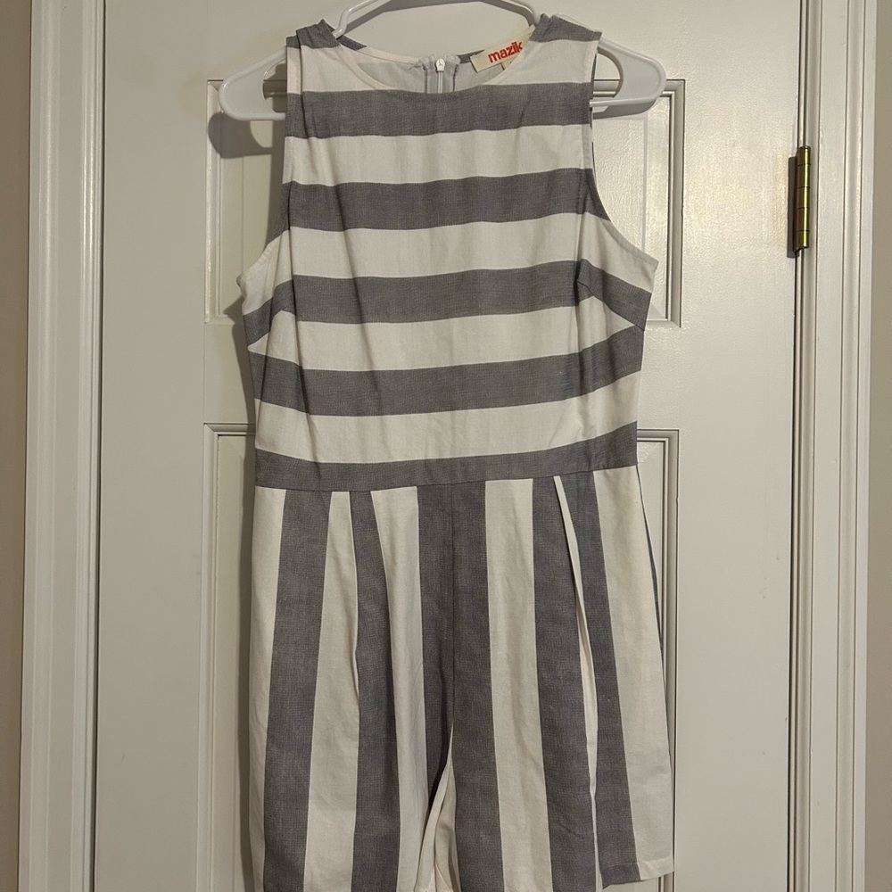 Mazik Gray and White Striped Romper